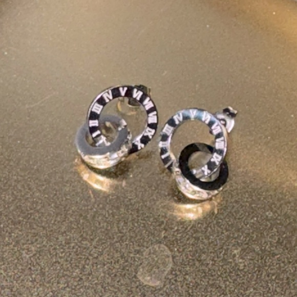 S Roman Numerals Zircon Earrings - Stainless Steel Fashion Never Fade Jewelry - Picture 6 of 7